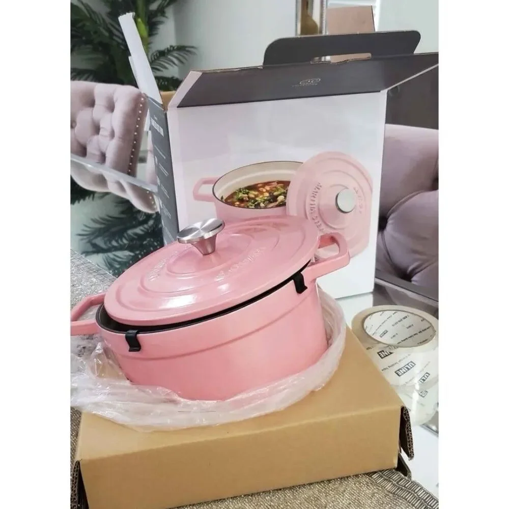 MARTHA STEWART COLLECTOR'S ENAMELED CAST IRON 4 QT ROUND COVERED DUTCH OVEN
